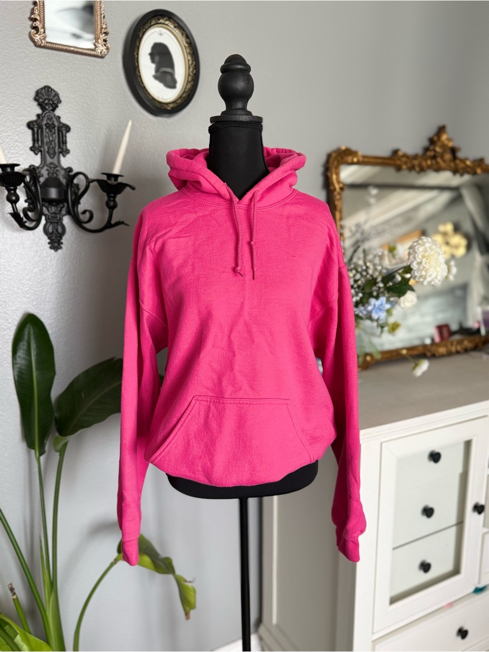 Women’s Hot Pink Hooded Pullover Sweatshirt - top shop